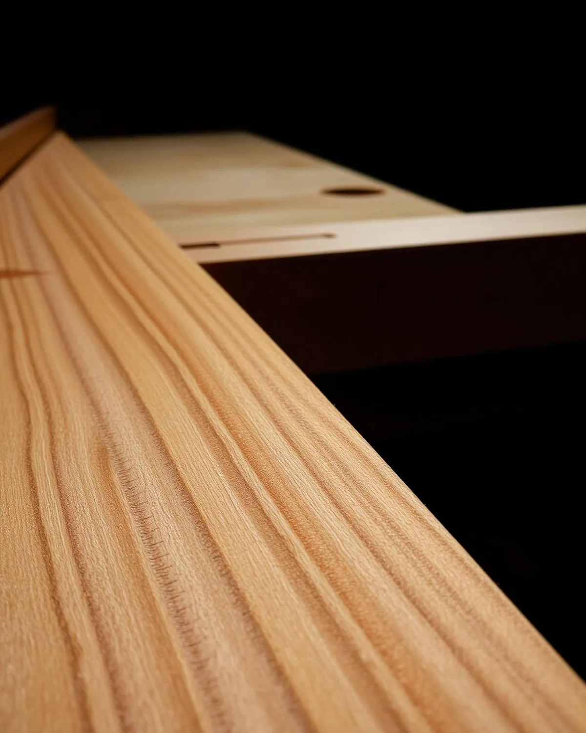 Veta de una tabla de madera maciza preparada en taller