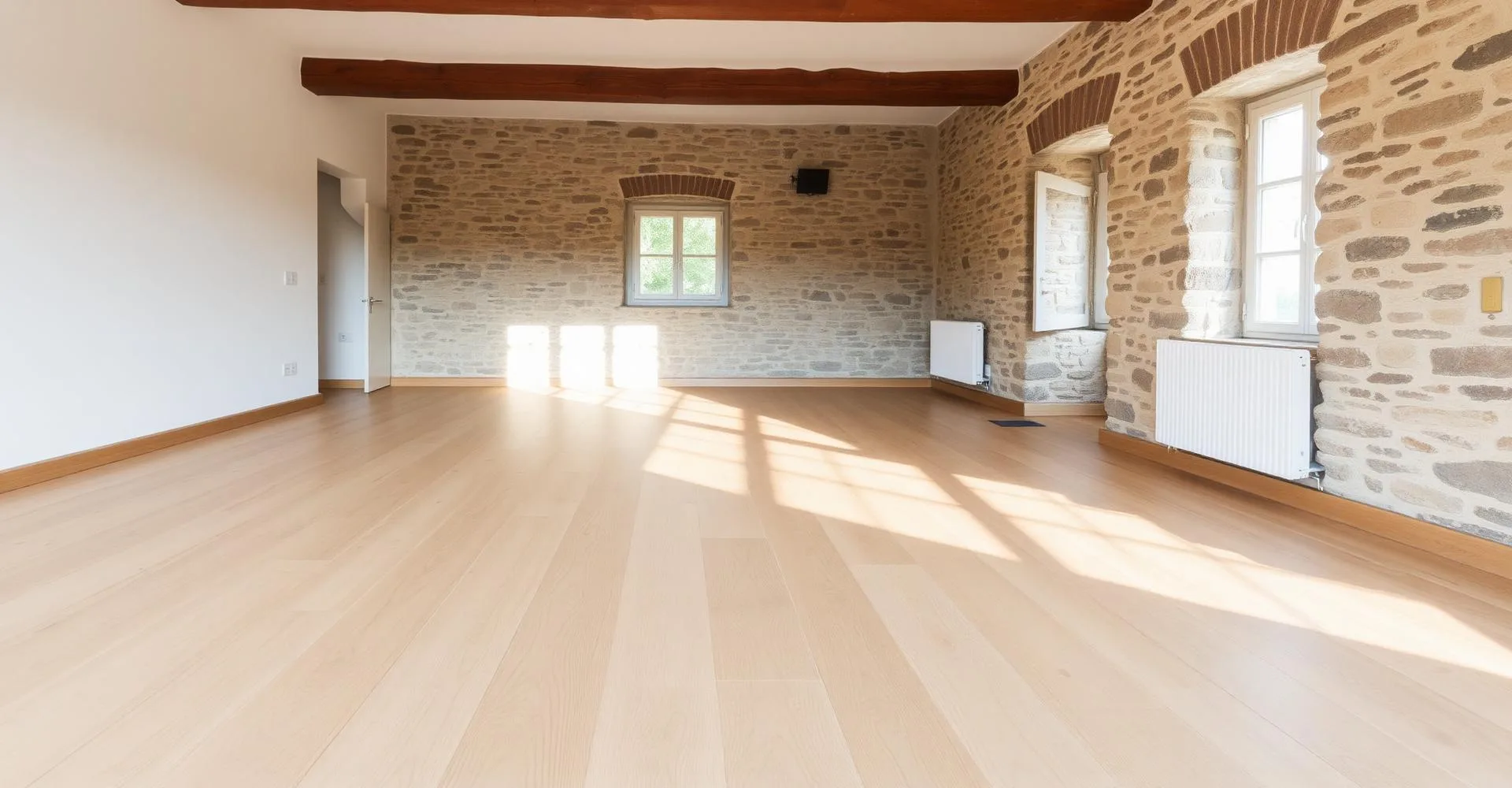 Suelo de madera en una vivienda reformada de Biescas